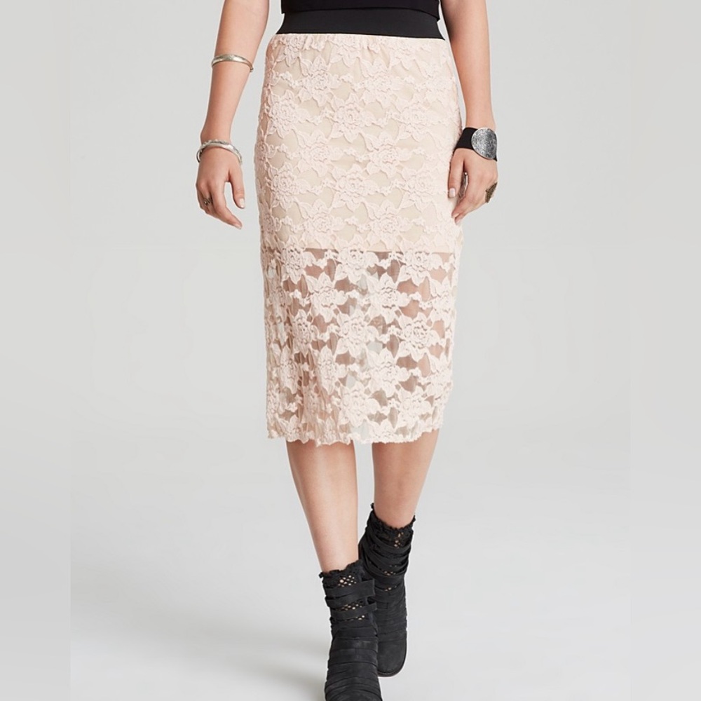 Free People Knit Lace Pencil Skirt - Picture 2 of 11